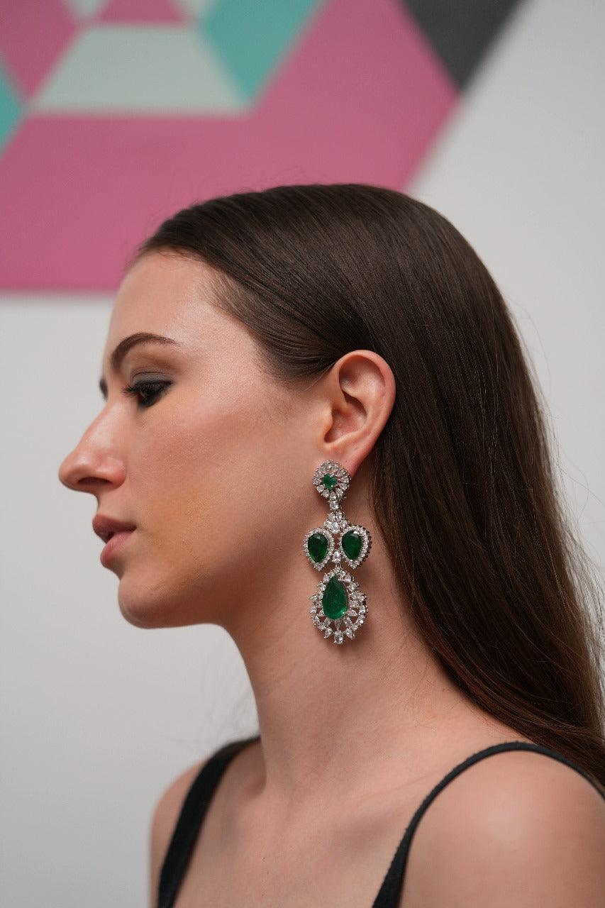 Natalie Long Classic Coloured Diamond Dangler Earrings