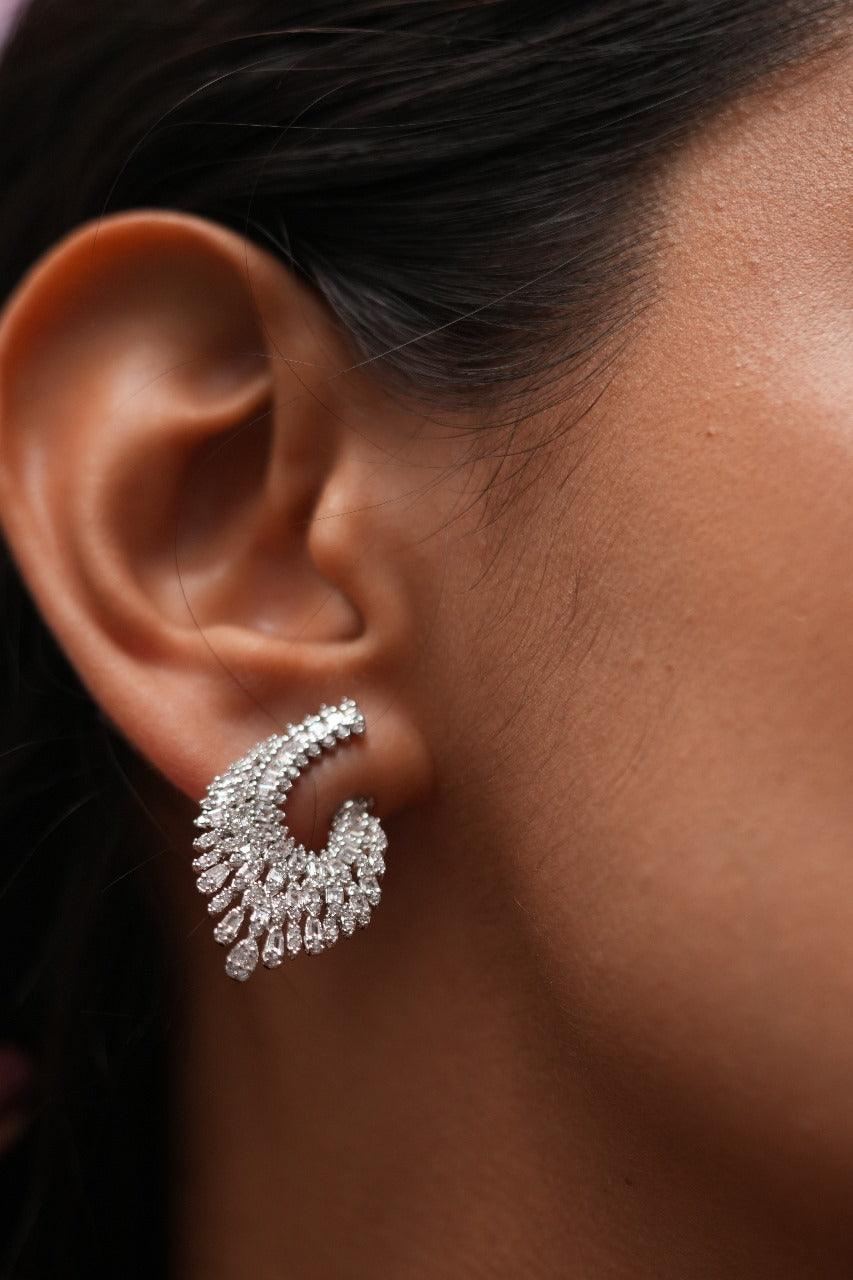 Diamond Cascade Mid Sized Baguette Studs