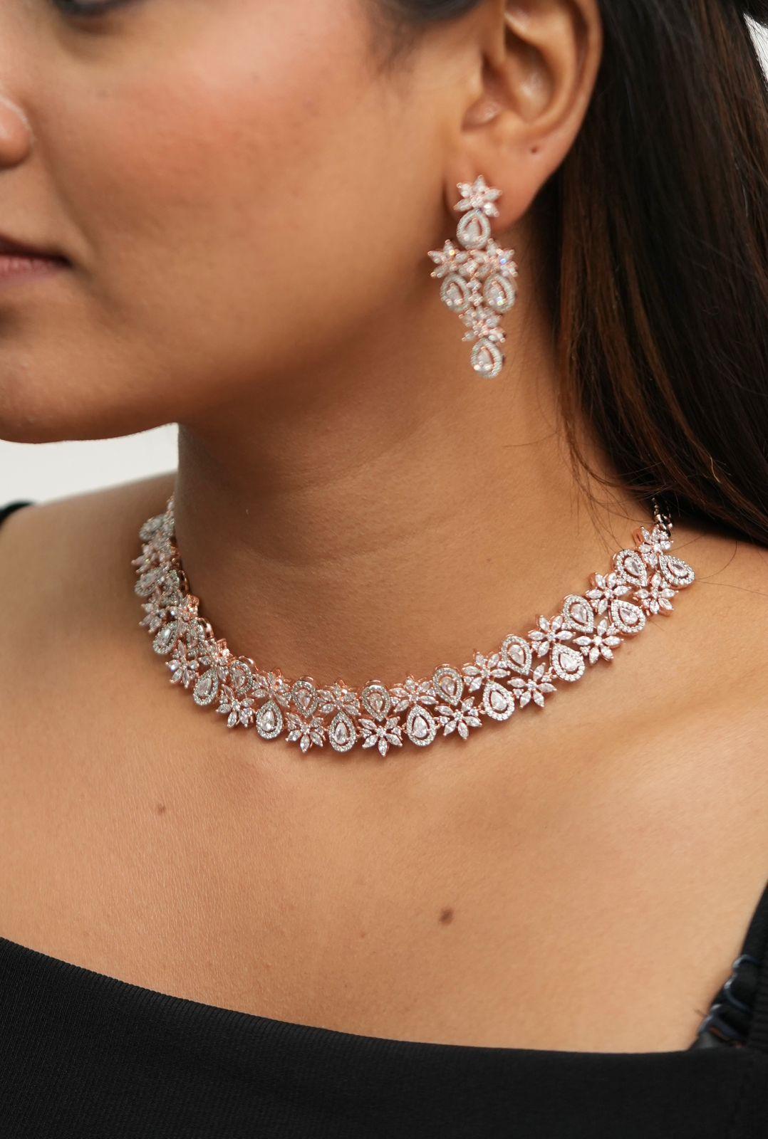 Dorothy Diamond Choker Set with Mid Sized Earrings