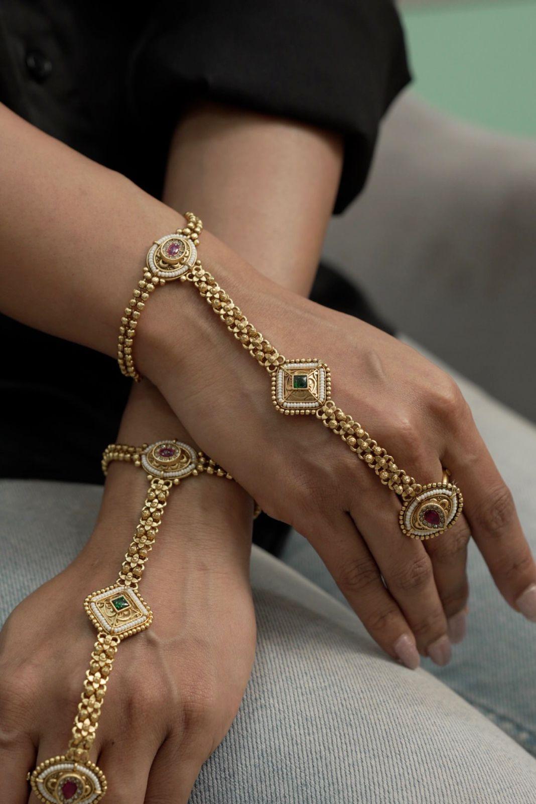 Hema Gold Polki Hand Harness | Hathpan | Sone Pe Suhaga