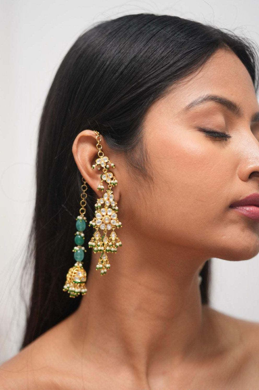 Mehreen Kashmiri Attached Kannauti Back Drop Indian Earrings
