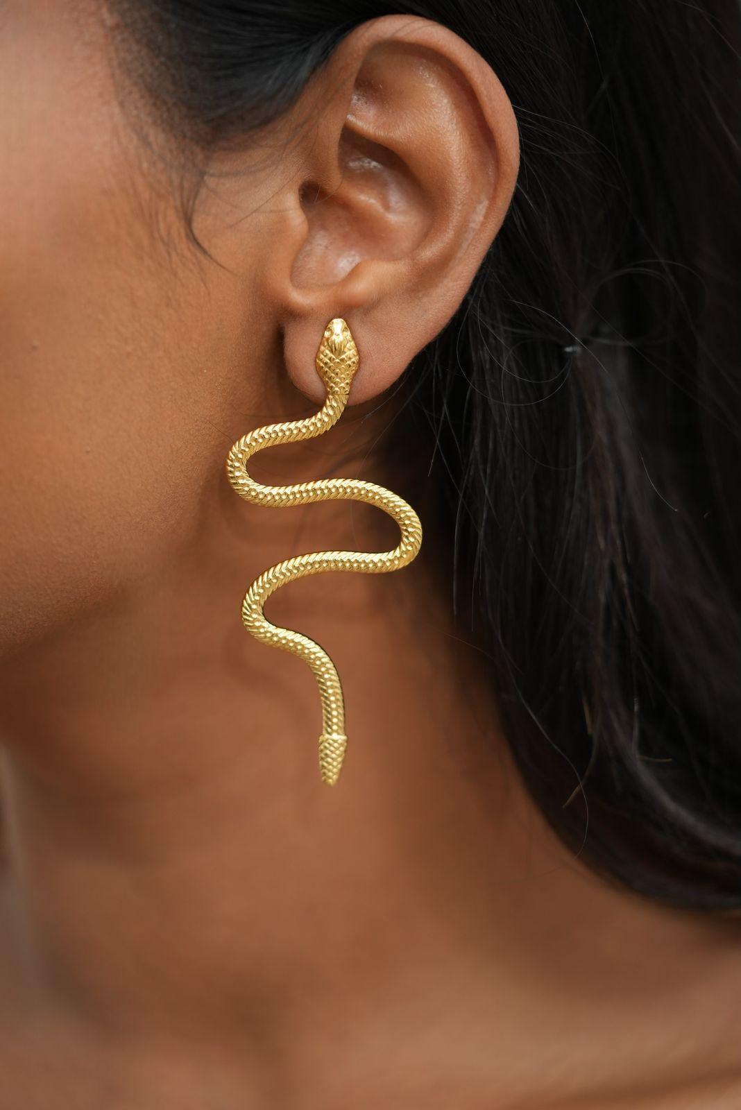 Slytherin Statement Gold Party Wear Earrings
