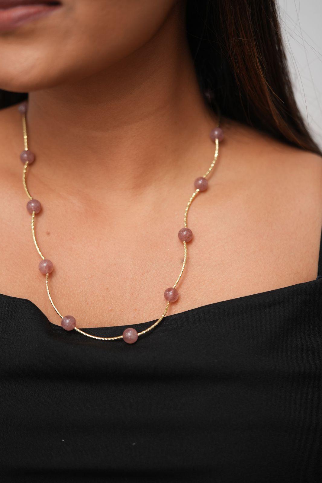 Crystal Blush Stretchable Gold Wired Necklace | Western