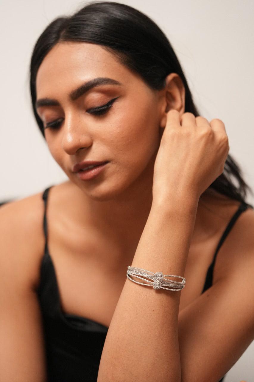 Amoora Diamond Baguette Overlay Bracelet