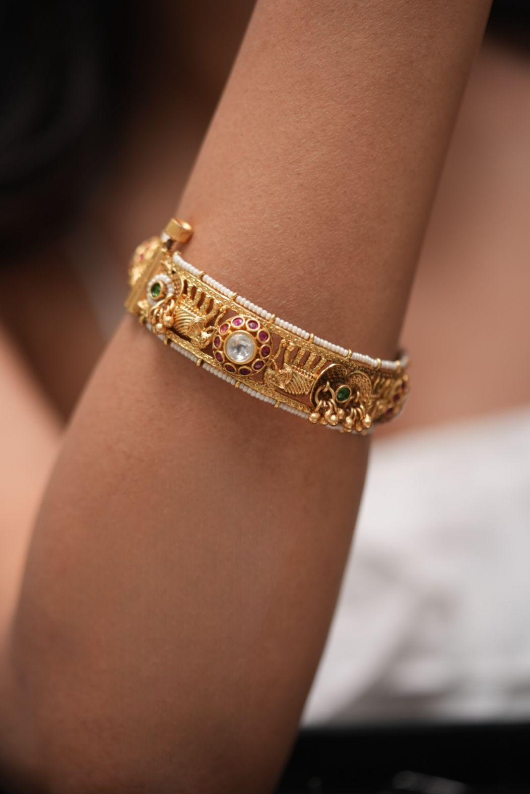 Gajashree Openable Gold Kada | Sone Pe Suhaga Collection