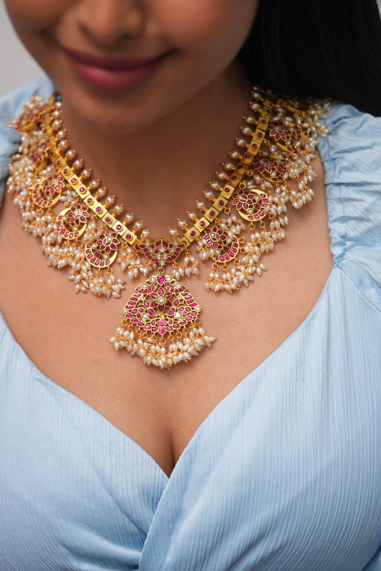 Jeevitha South Indian Guttapusalu Necklace | Kemp Katha ~ Rich Temple Jewellery