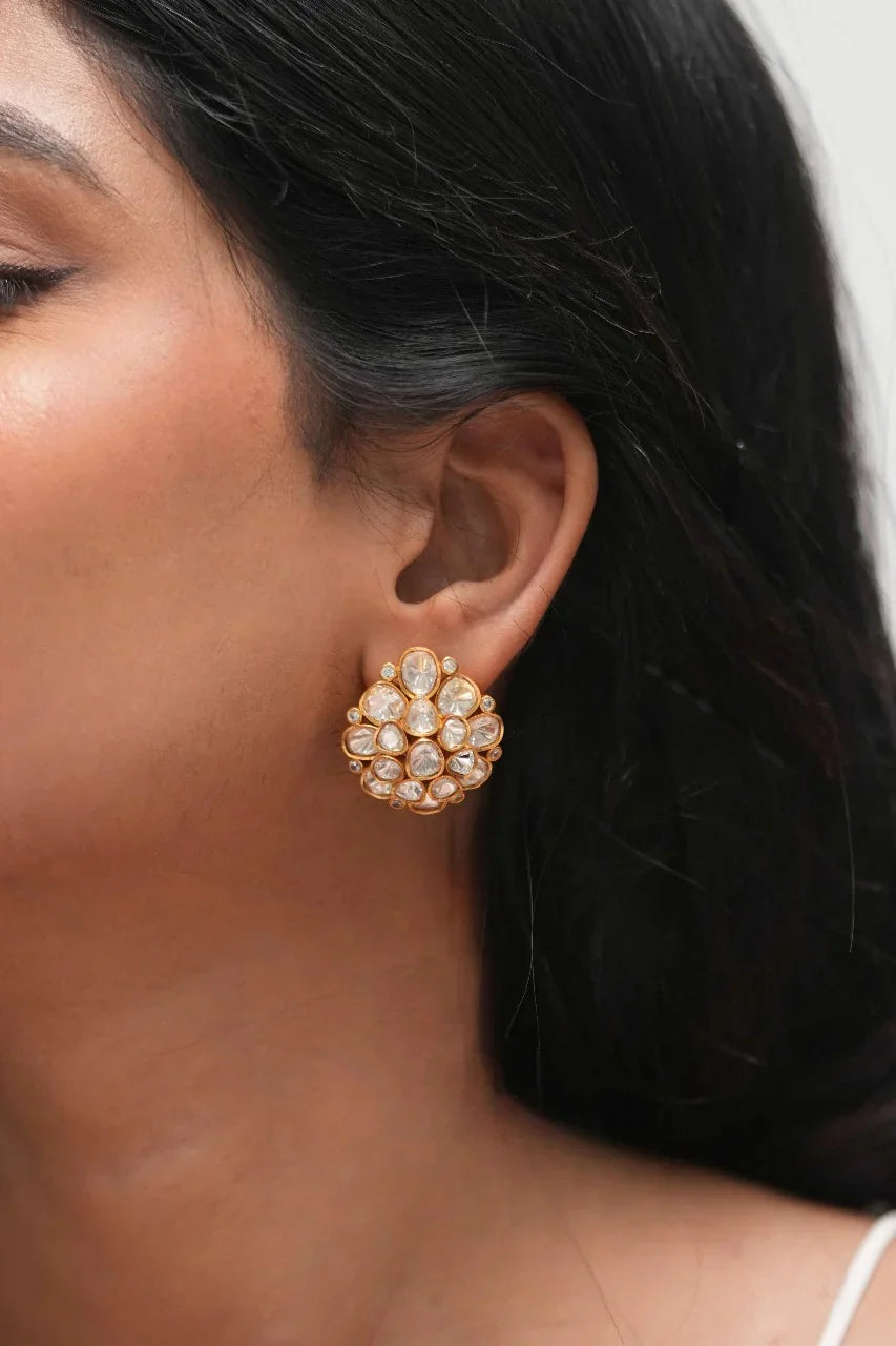 Mozi Moissanite Polki Statement Indian Studs