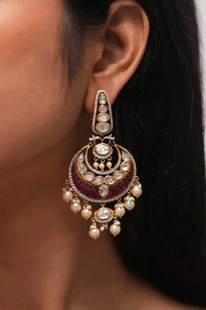 Gayatri Indian Chandfall Moissanite Earrings