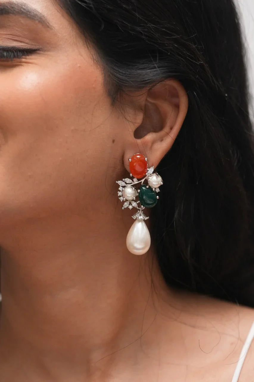 WildPlay Diamond Pearl Gemstone Earrings | GemZ Collection