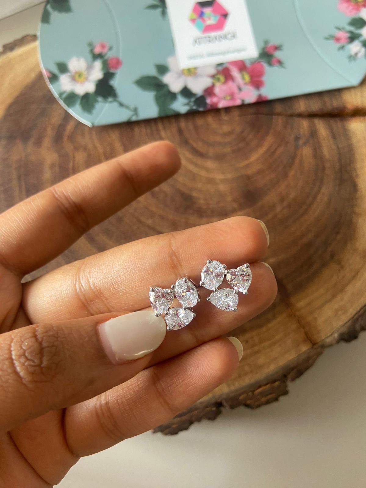 Tri Solitaire Diamond Studs
