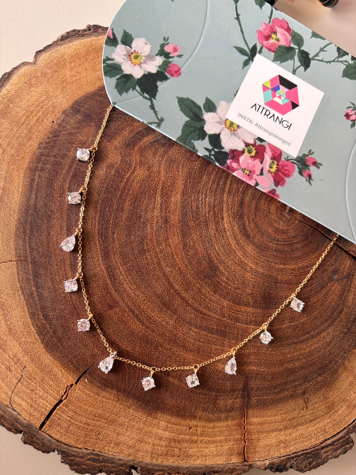 Multi Shaped Diamond Solitaire Dangling Necklace