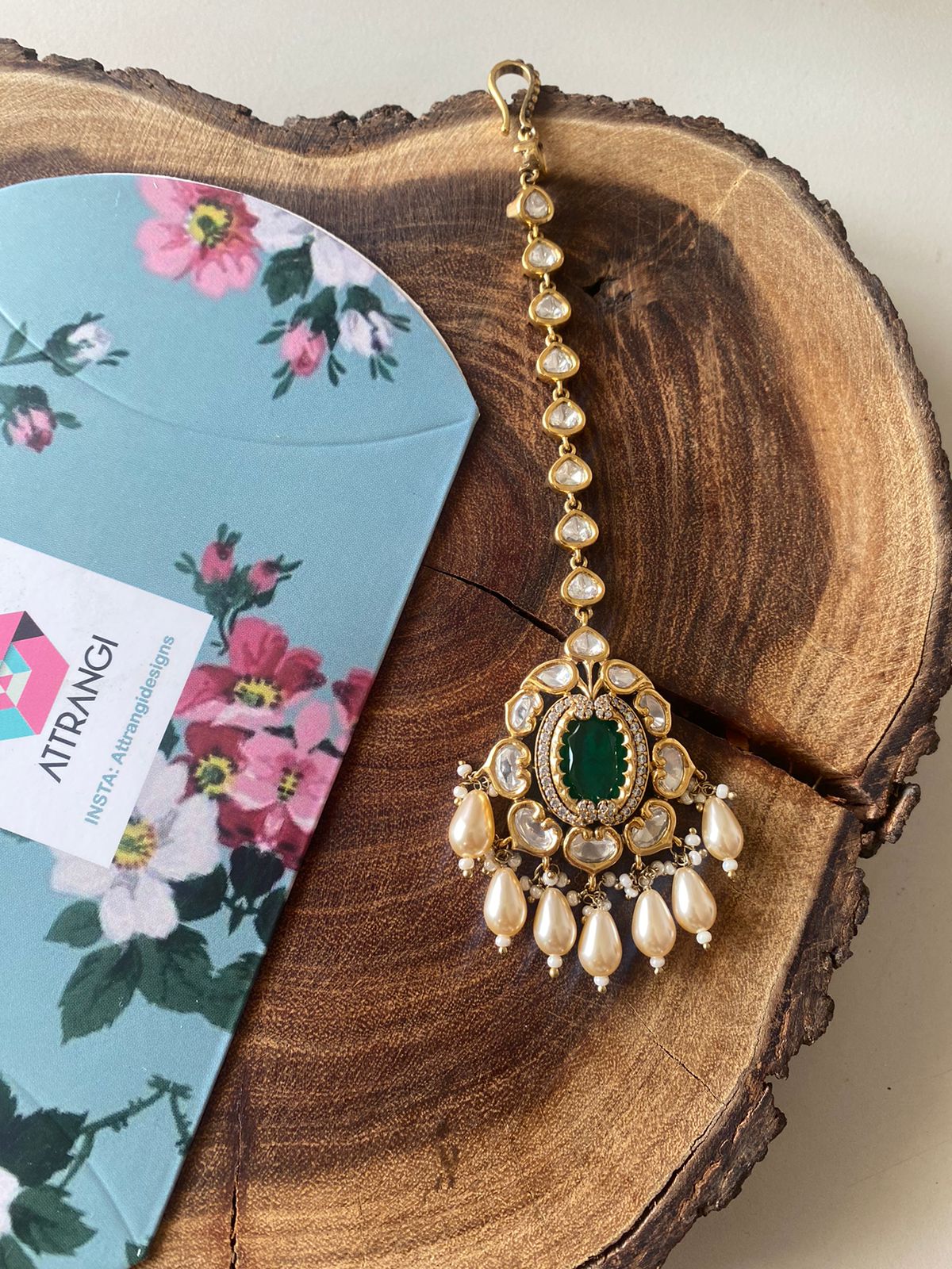 Pallavi Polki Moissanite Maangtika