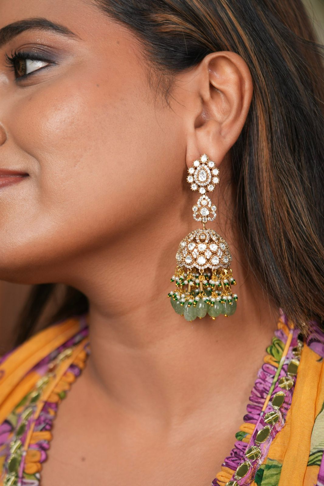Bani Polki Moissanite Big Indian Jhumka