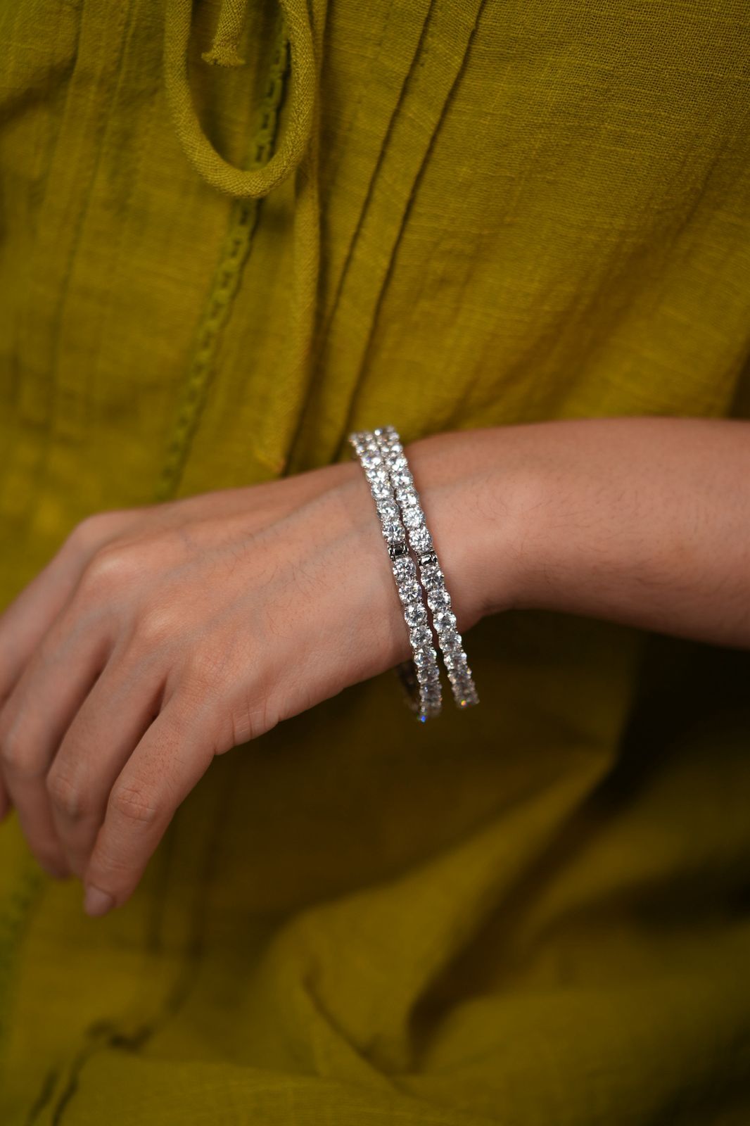 50 cent Classic Diamond Bangle Set | Openable (SILVER)