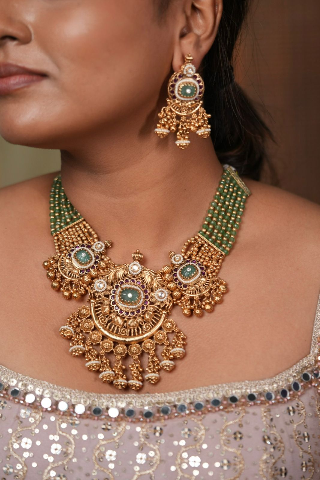 Sanskriti Polki Gold Big Traditional Heritage Set | Sone Pe Suhaga