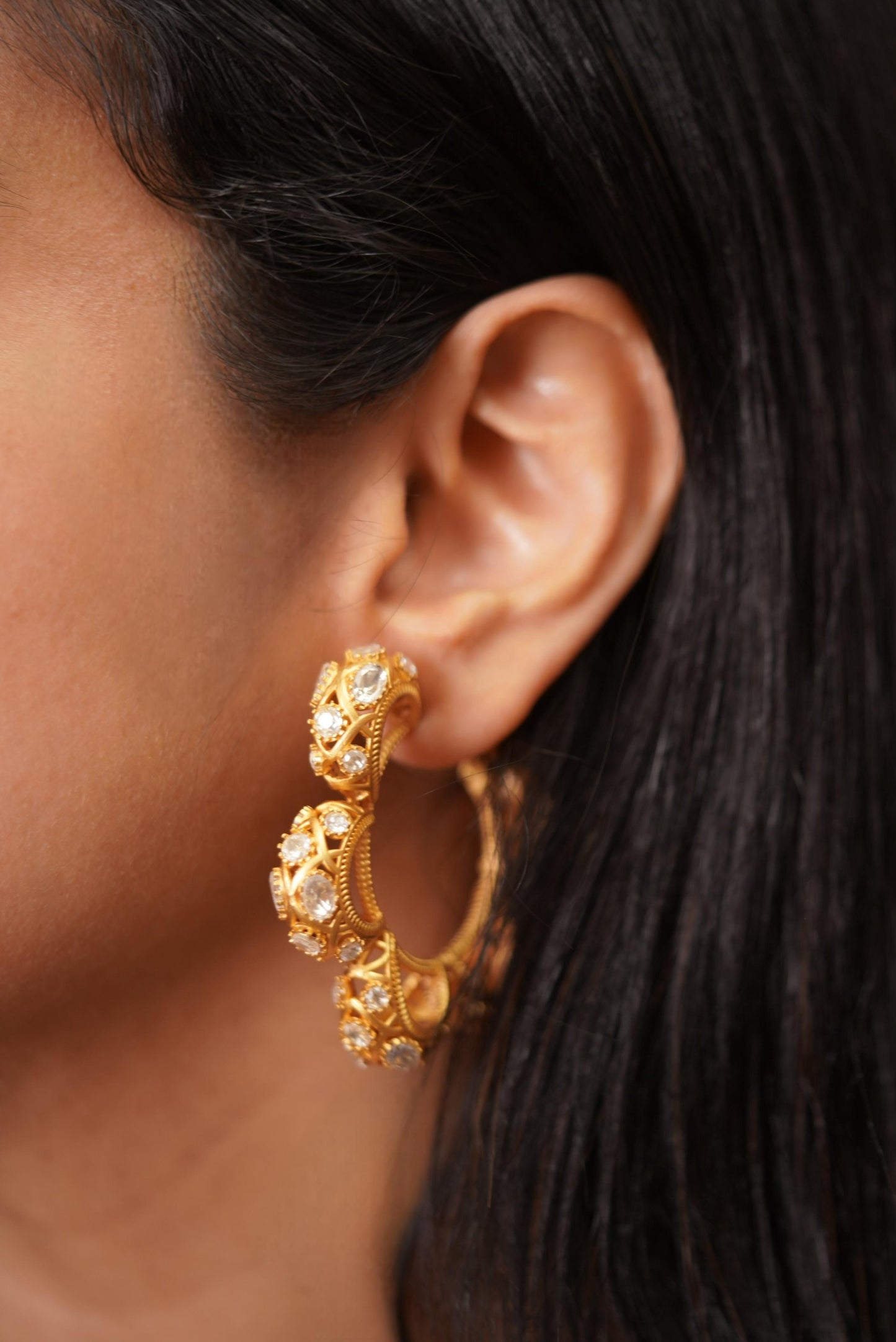 Moti Vel Gold Polki Earrings | Banjaran Collection
