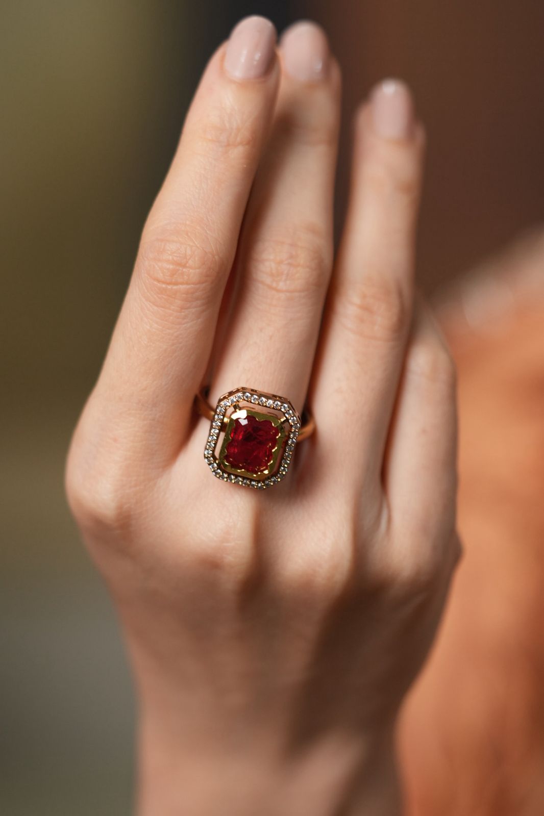 Selvi Coloured Stone Indo Western Ring | Adjustable