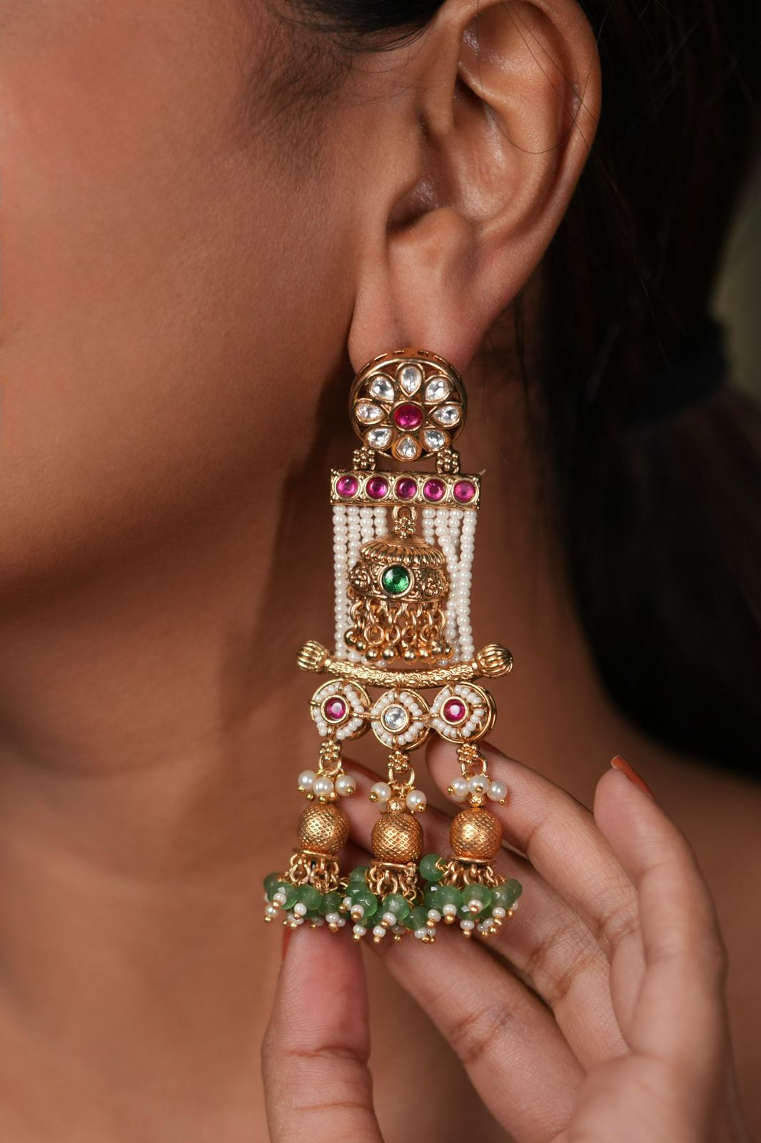 Laleeta Gold Traditional Long Indian Earring | Sone Pe Suhaga