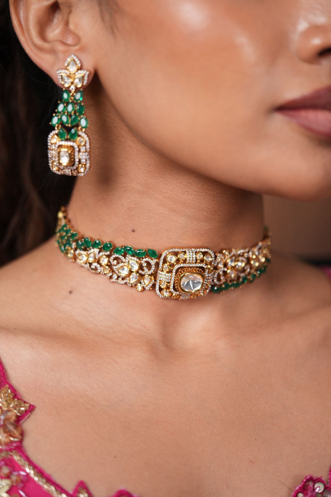 Vimonisha Moissanite Polki Indo Western Choker Set