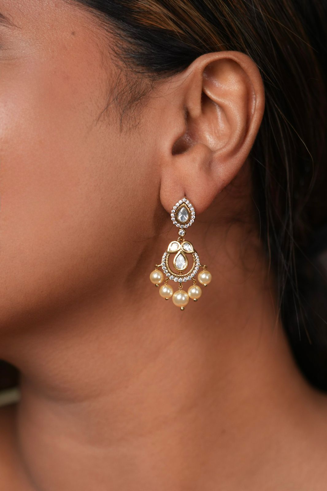 Sneha Polki Uncut Diamond Mini Moissanite Chandbalis