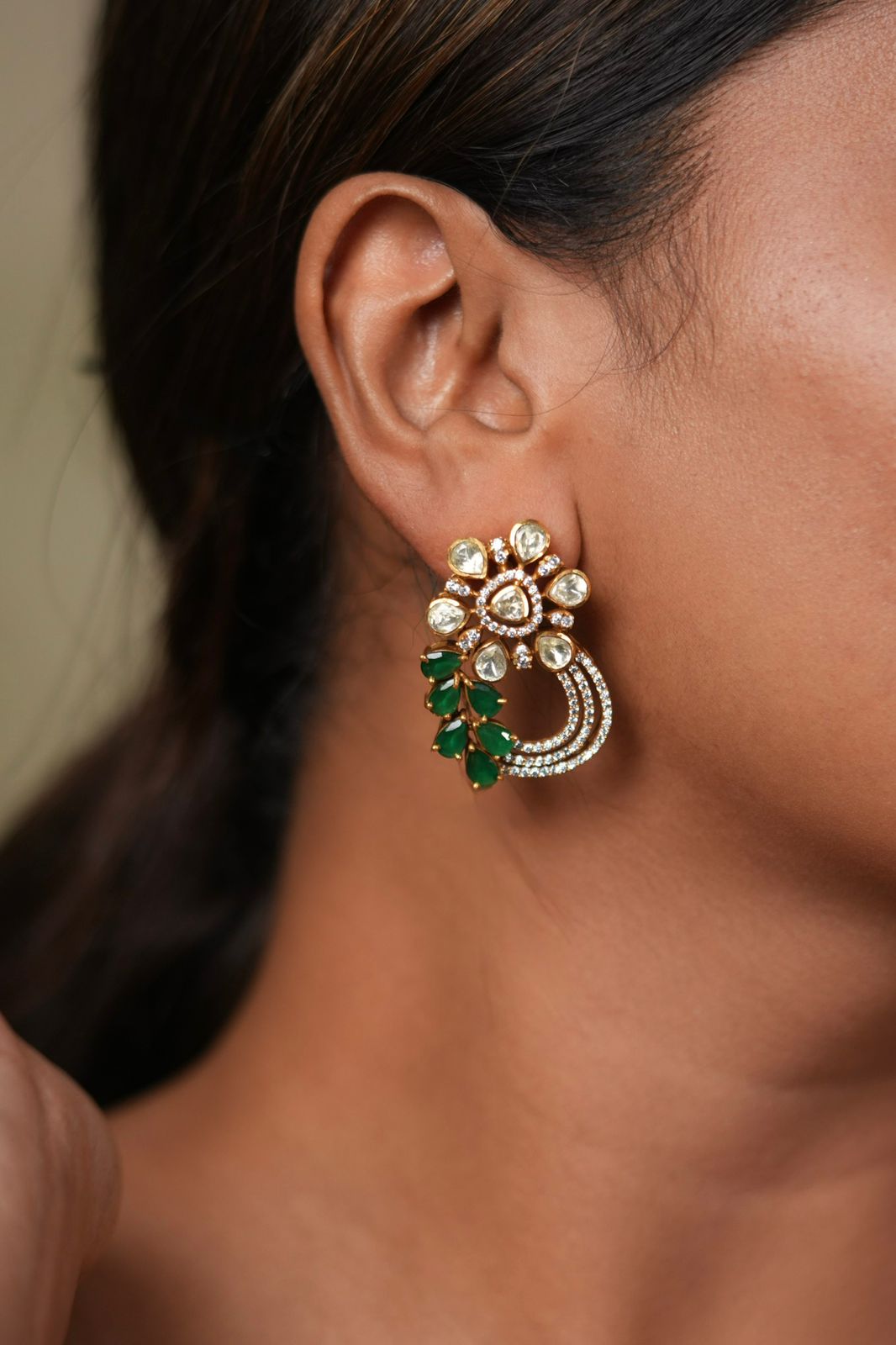 Gajak Polki Moissanite Indo western Studs
