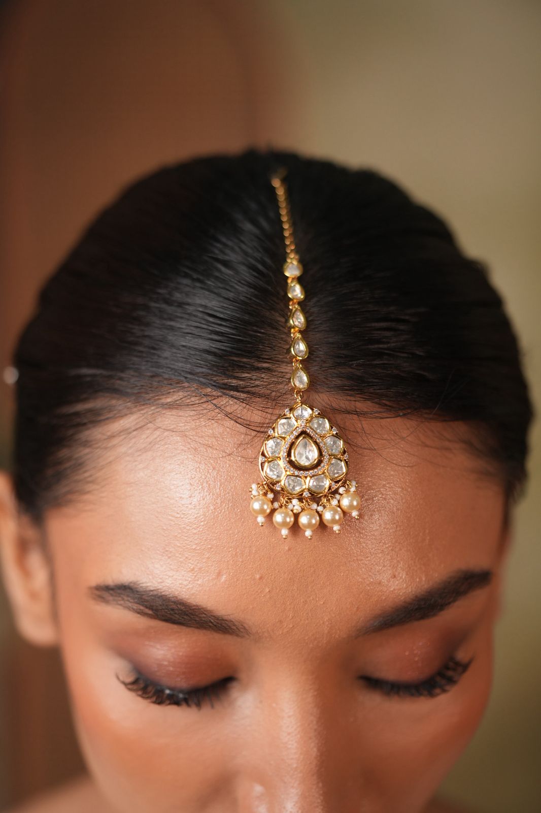 Mitali Moissanite Gold Maangtika | Mid- Sized