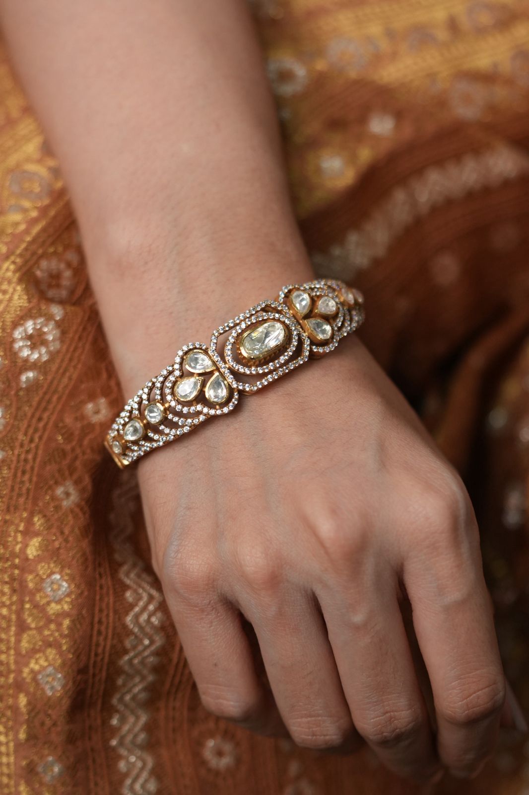 Tanya Moissanite Polki Uncut Diamond Kada