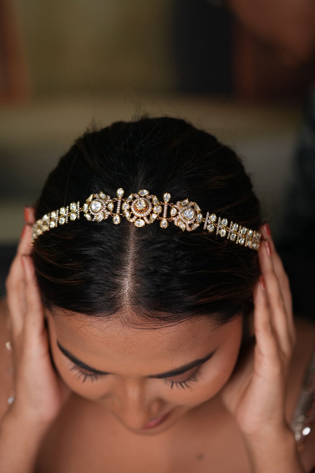 Aanchal Floral Polki Moissanite Sheeshpatti | Hairband