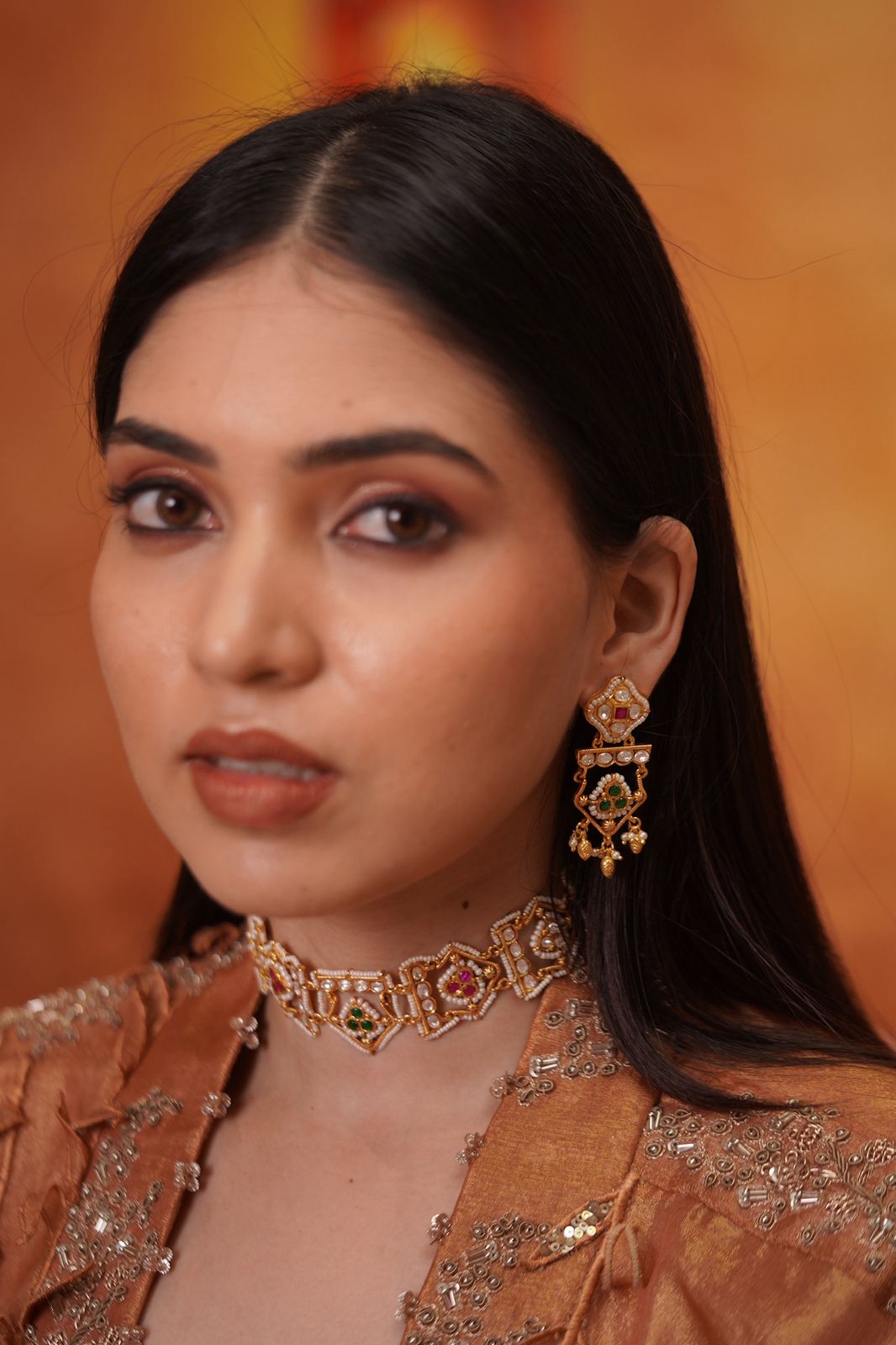Alampara Polki Fusion Indo Western Choker Set