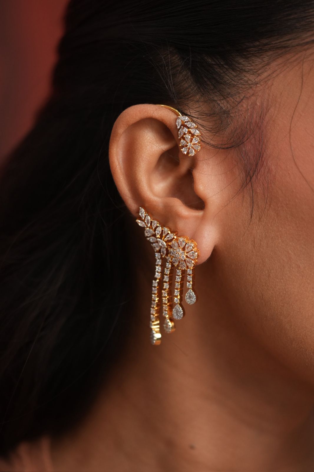 Julie Diamond Dangling Earcuff Earring