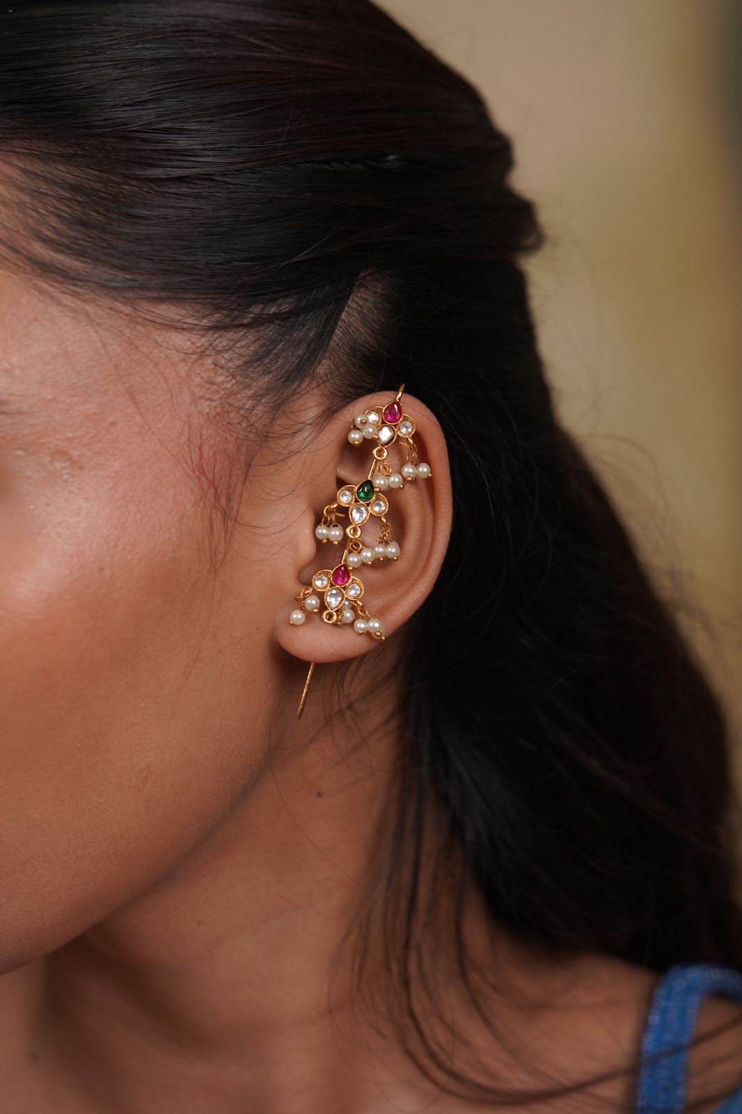 Teenphool Sui Dhaaga Earcuff Indian Earring