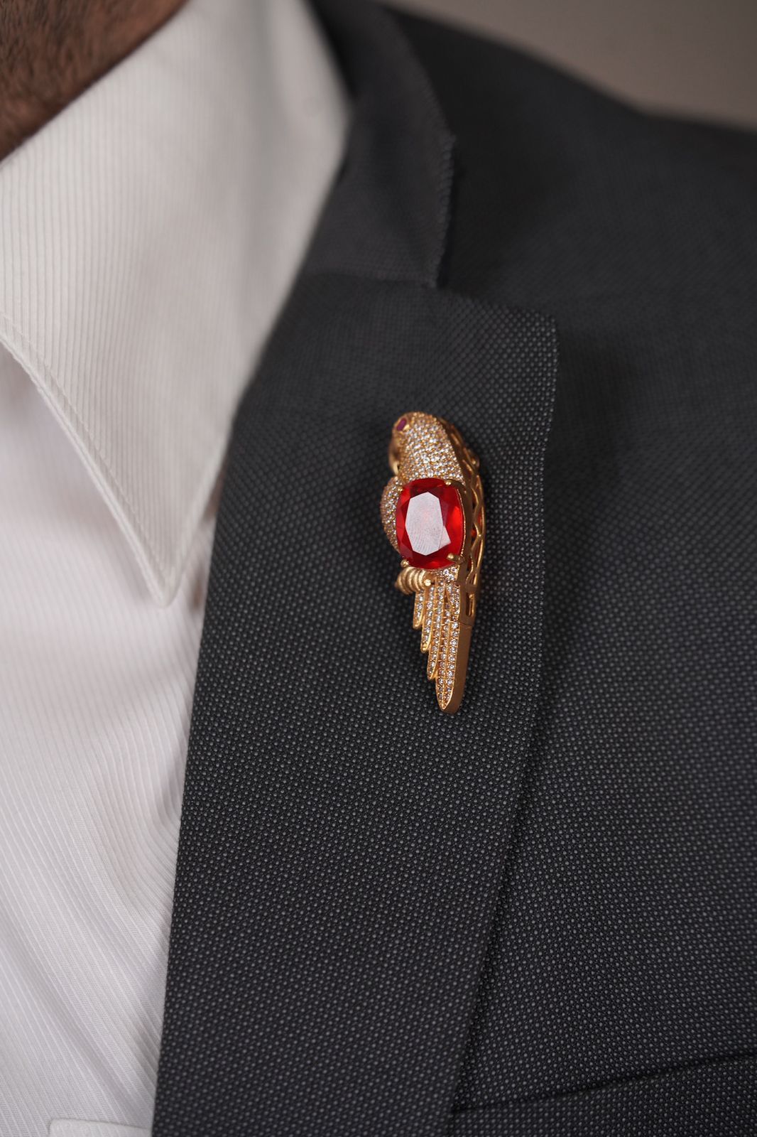 Tota Diamond Gemstone Designer Brooch | Unisex