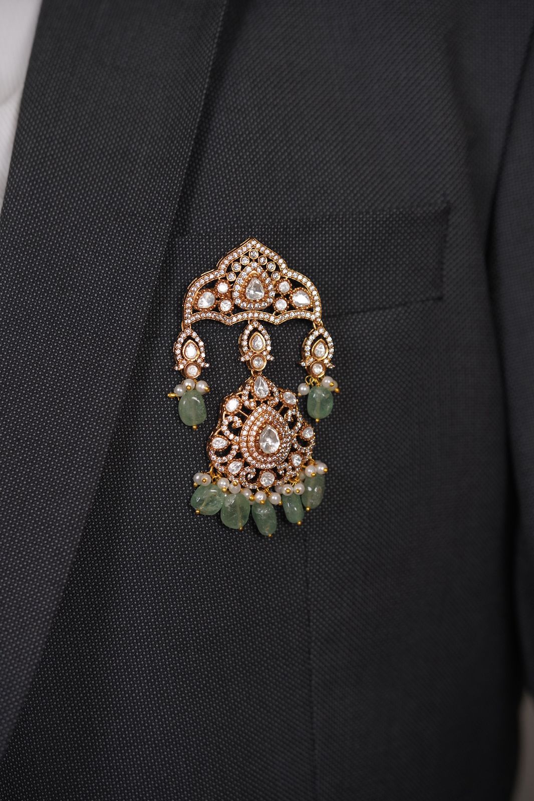 Poddar Jhaalar Designer Gold Polki Brooch | Unisex