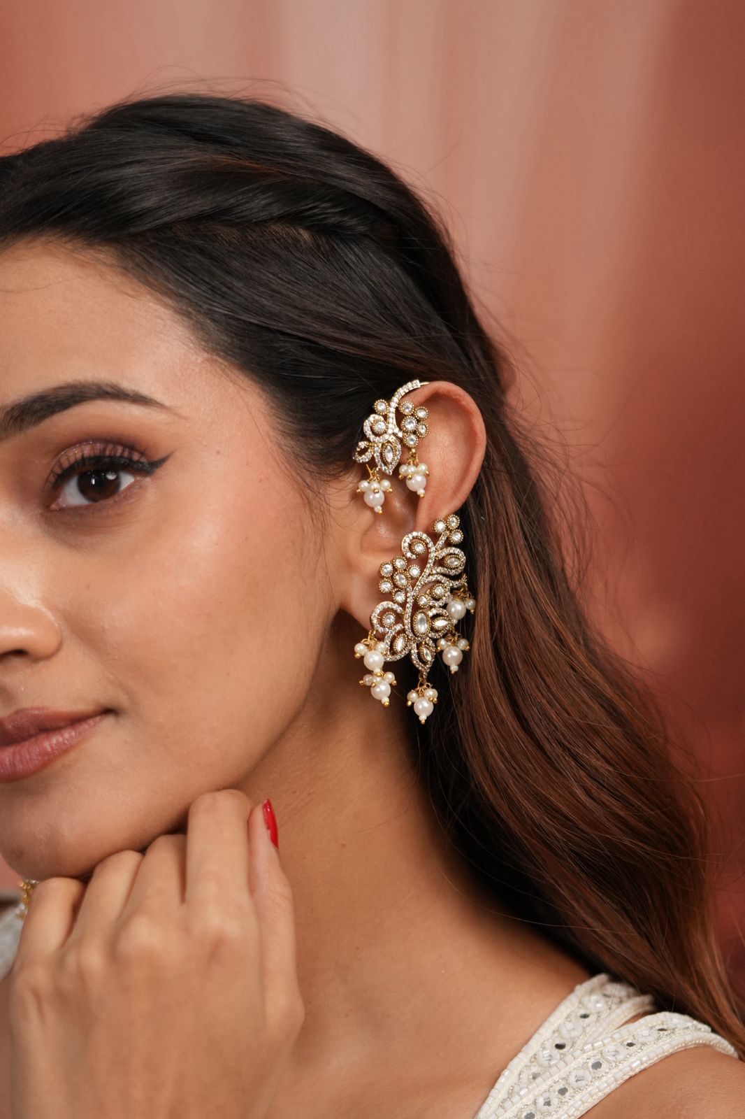 Rajgharana Polki Designer Earring | Indian Earcuff