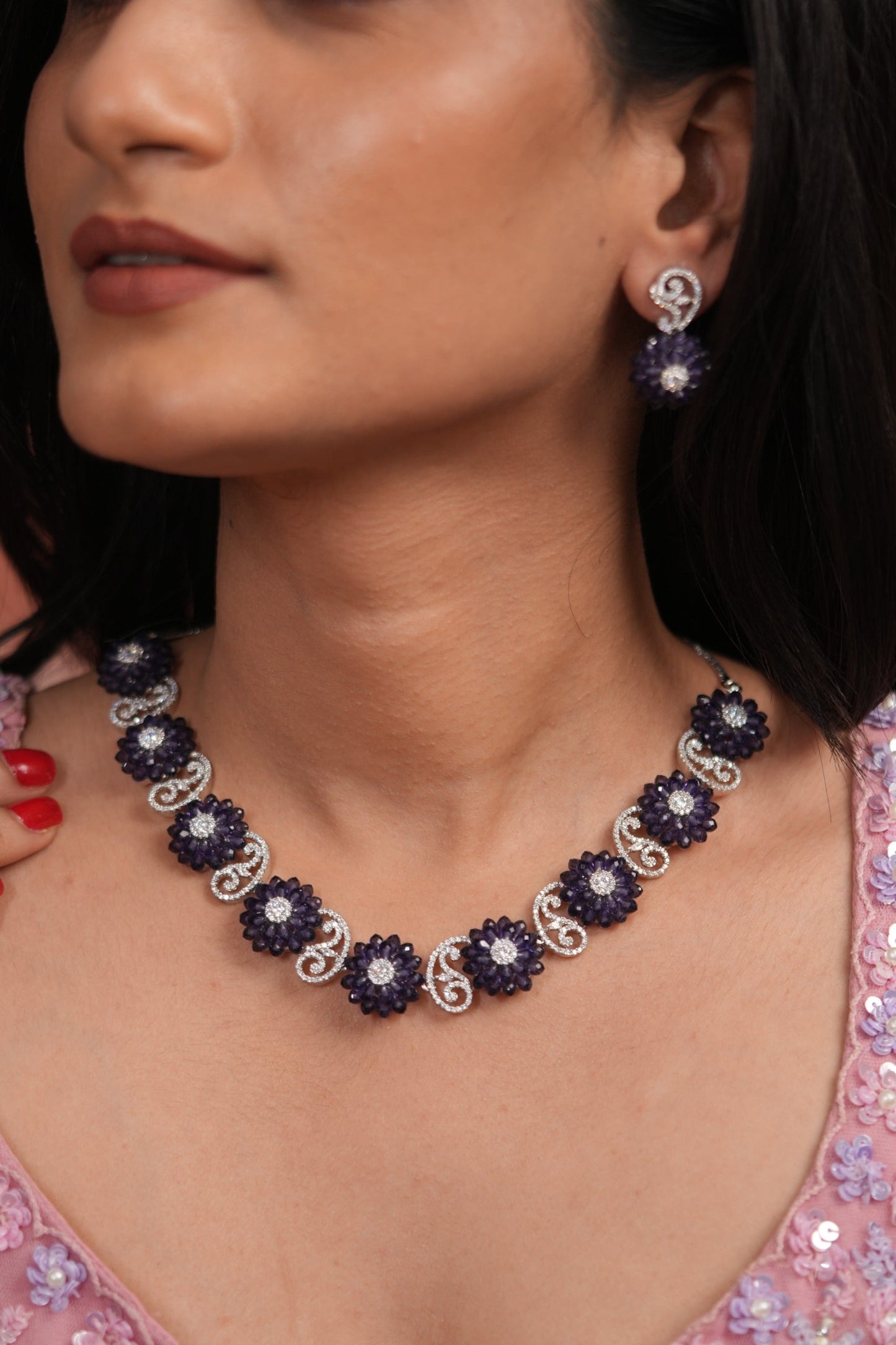 Bloom Symphony Pastel Beaded Diamond Necklace Set | LaLa Land 2.0