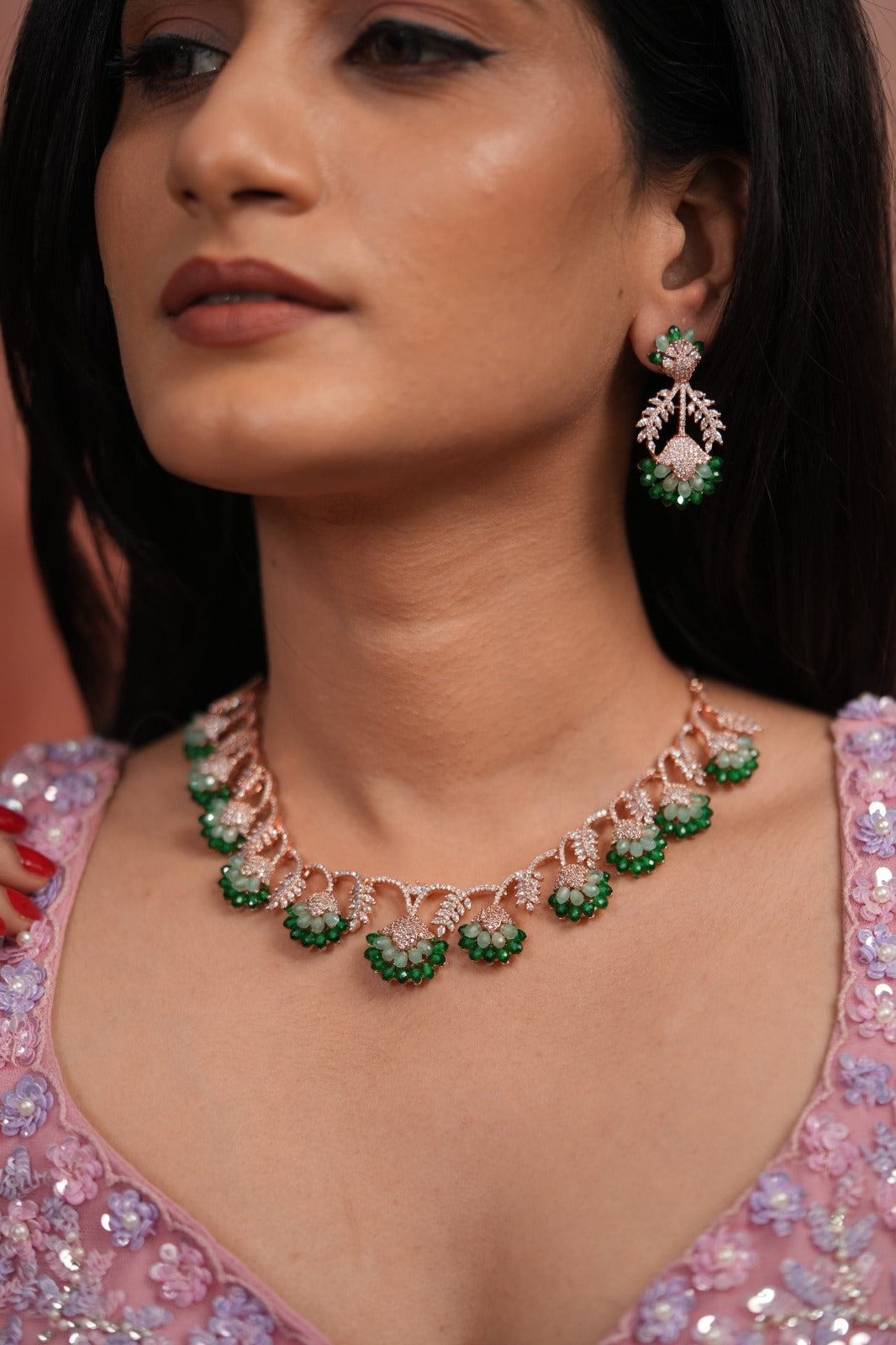 Mireya Pastel Beaded Diamond Necklace Set | LaLa Land 2.0