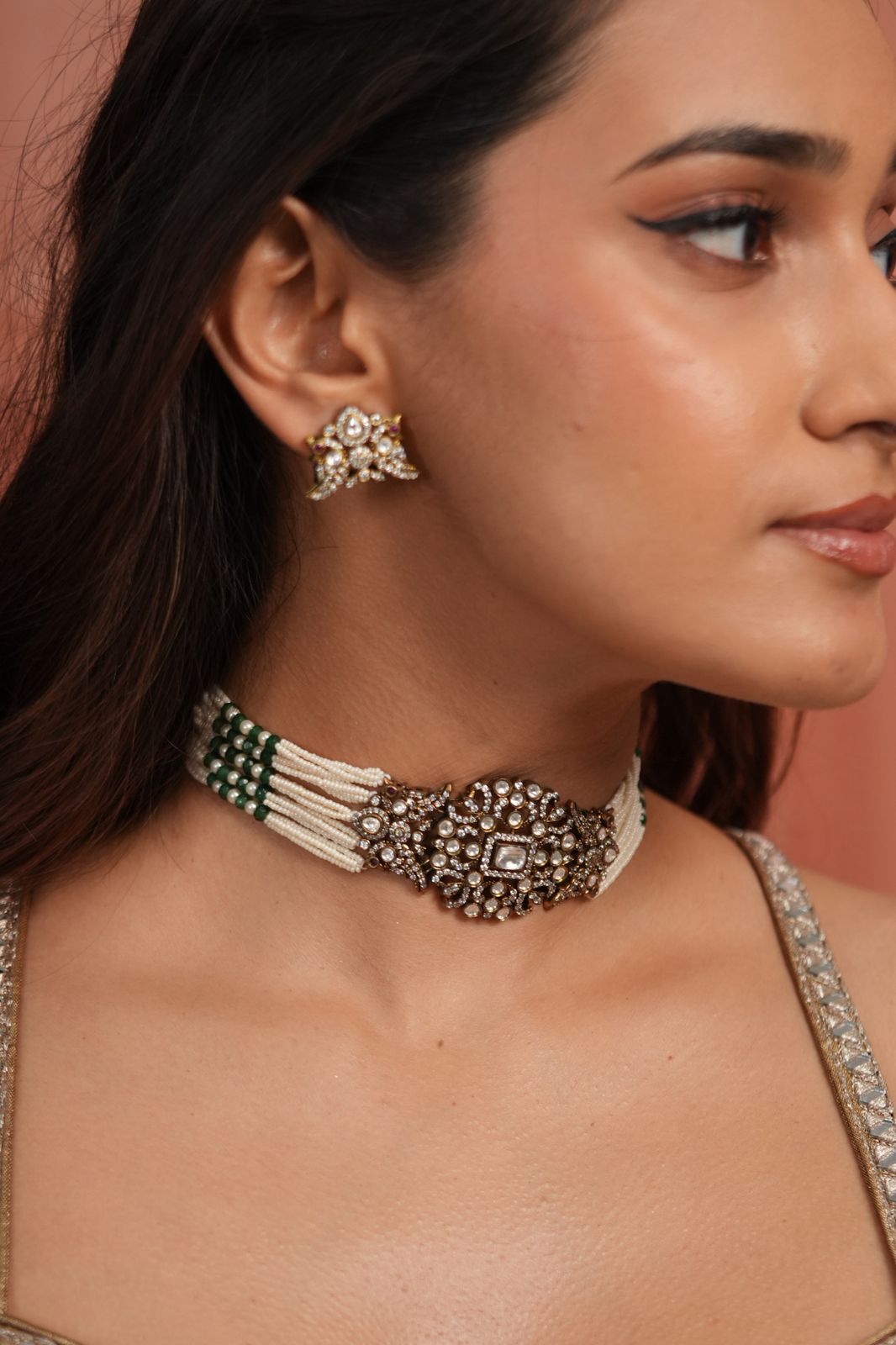 Sasha Pearl Choker Set | Antique Gold | Victorian