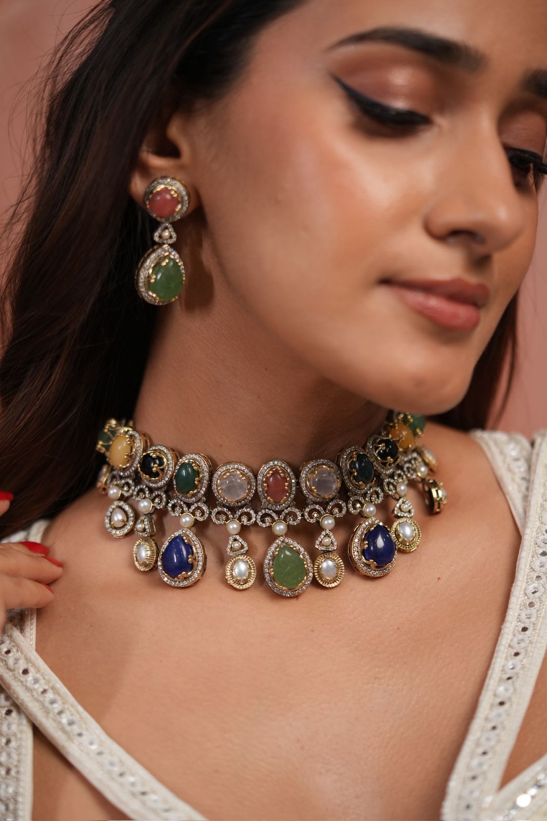 Rachna Sabhya Multi Coloured Heavy Choker Set