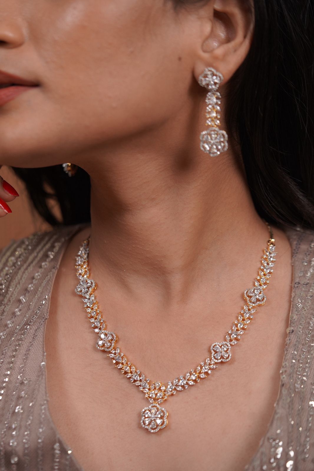 Rennet In Rose Gold Floral Diamond Set