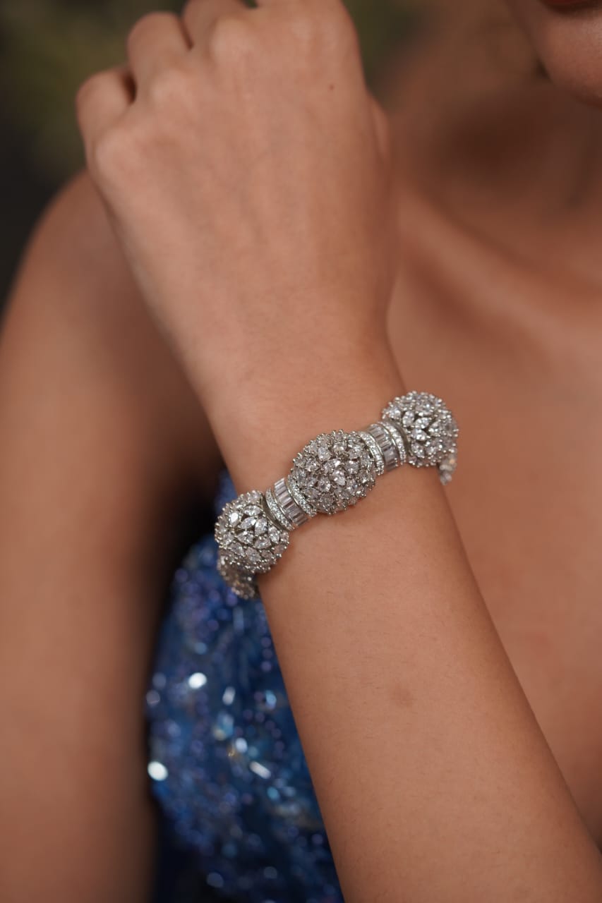 Gabala Diamond Designer Gajra Bracelet ( Tennis Style)