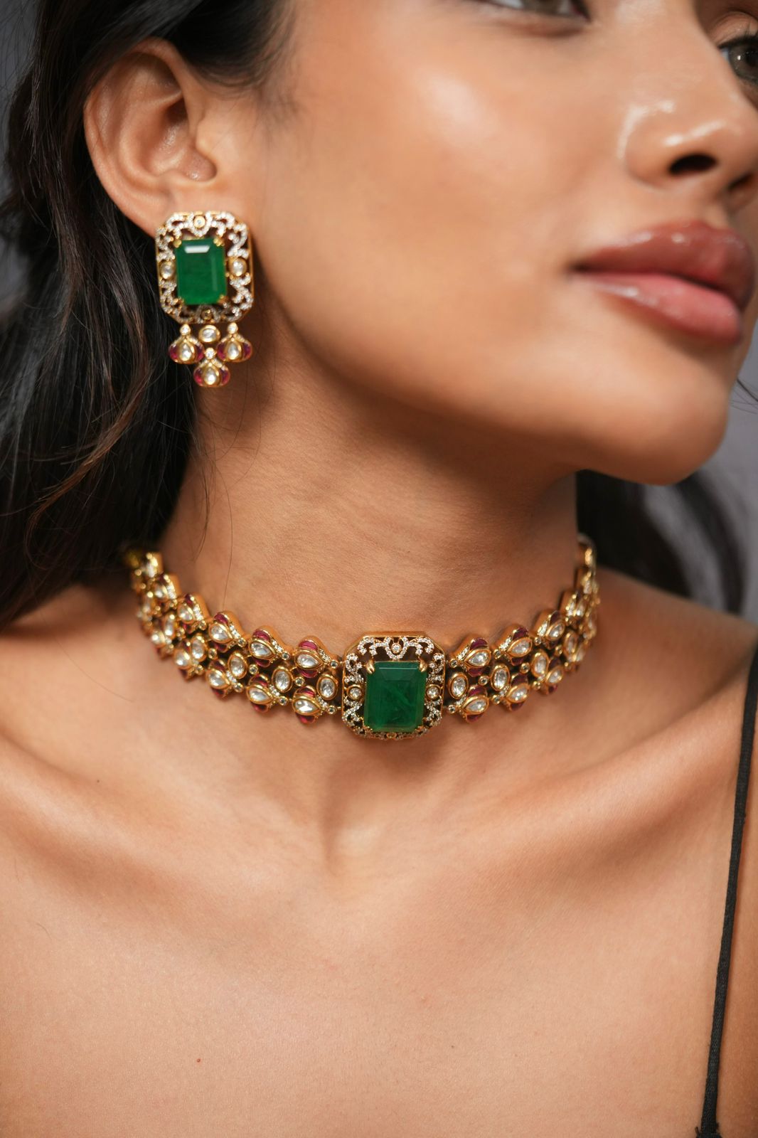 Anokhi Moissanite Polki Uncut Choker Set | IndoWestern