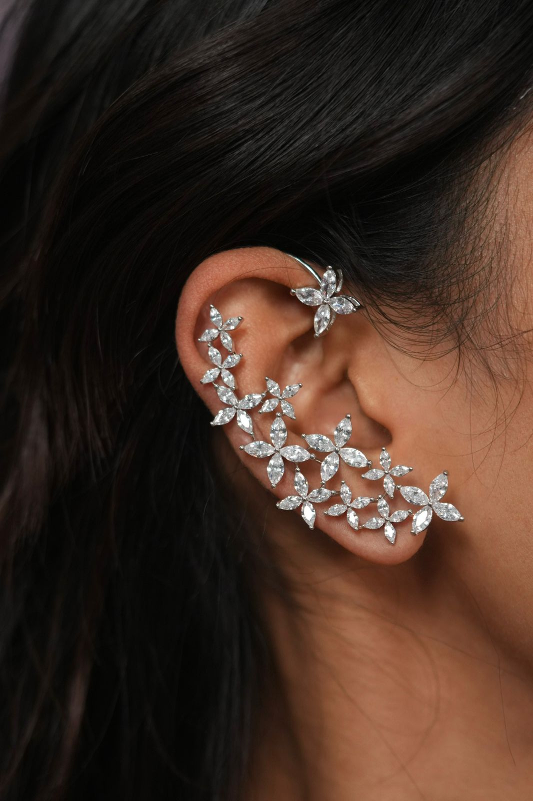 Ear Full of Flowers Diamond Designer Earcuffs
