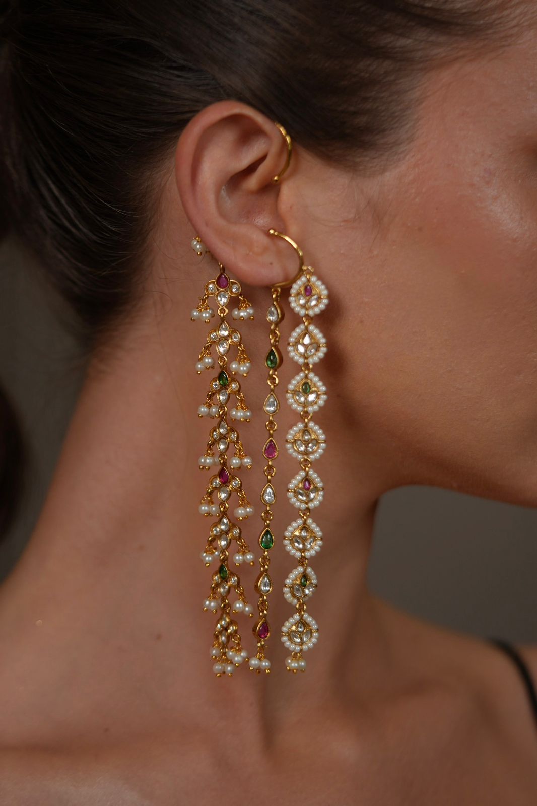 Jhaalarika EarCuff With Polki Danglers | Long Indian