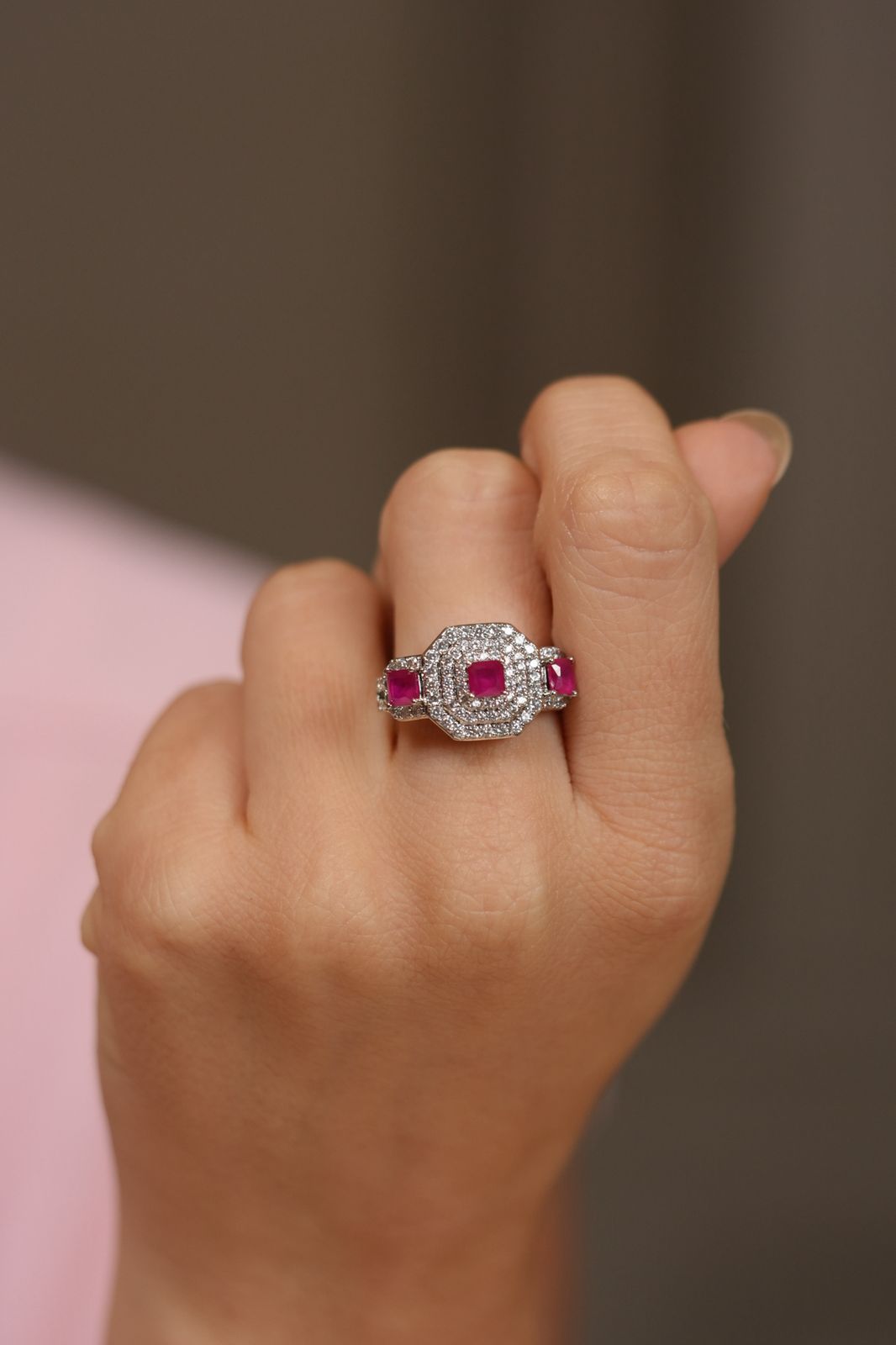 Pixel Diamond Tri Coloured Diamond Ring | Adjustable