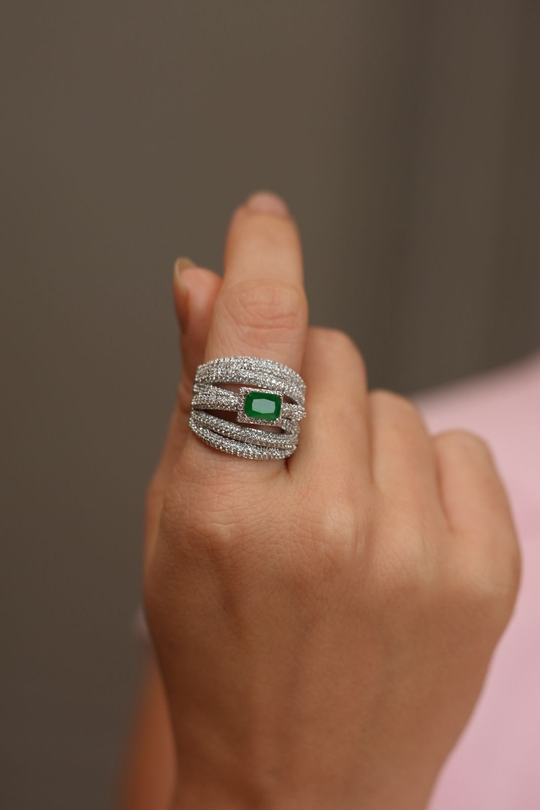 Alibi Wrap Diamond Coloured Stone Cocktail Ring | Adjustable