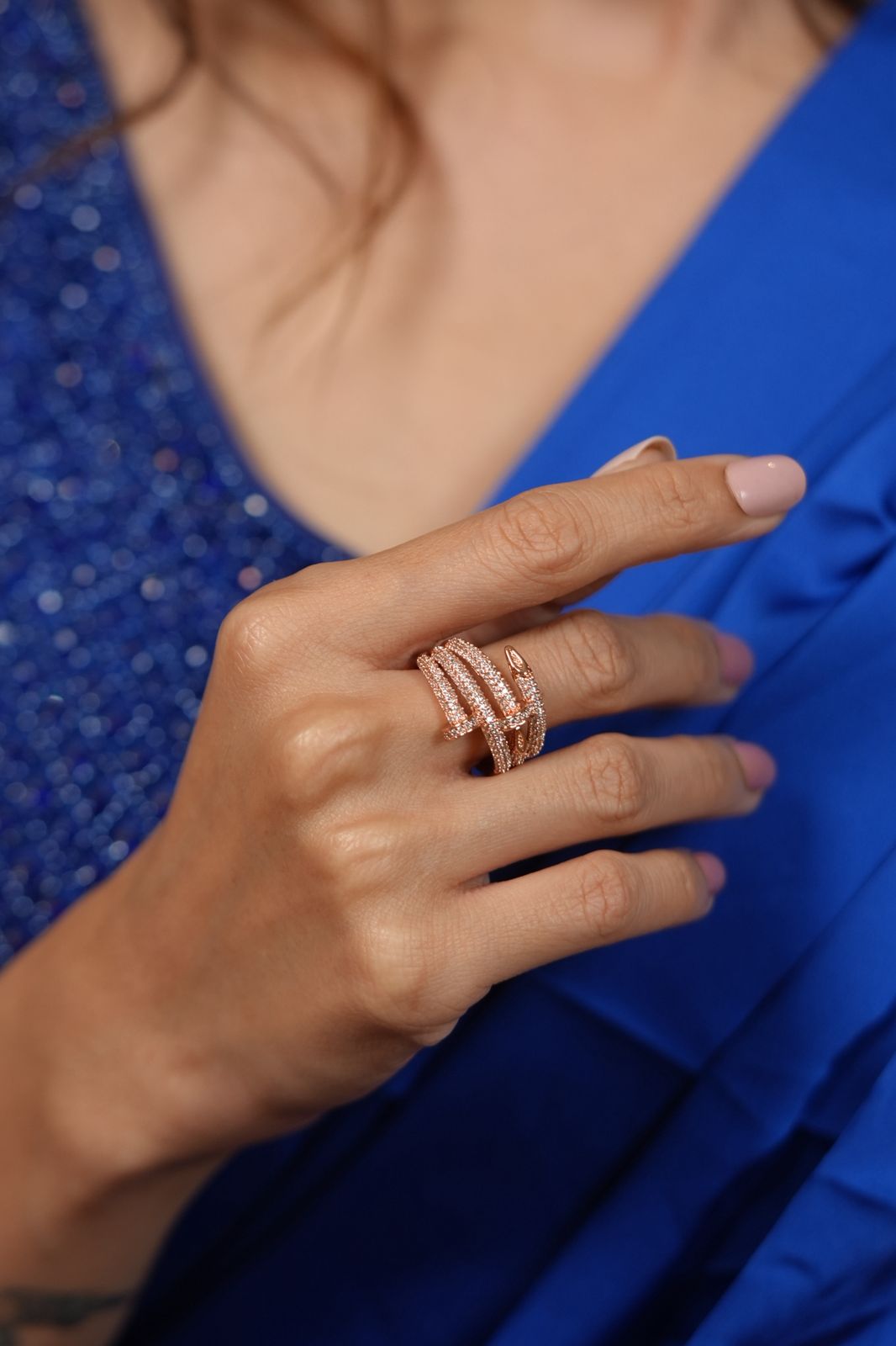 Nail Diamond Designer Daily Wear Diamond Ring (ROSE GOLD)