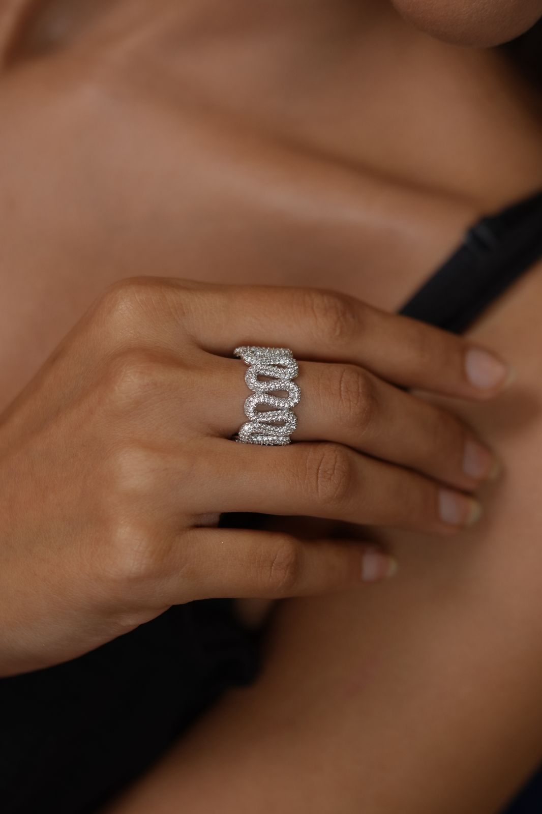 Zig Zag Diamond Wavy Designer Band Ring | Daily Wear