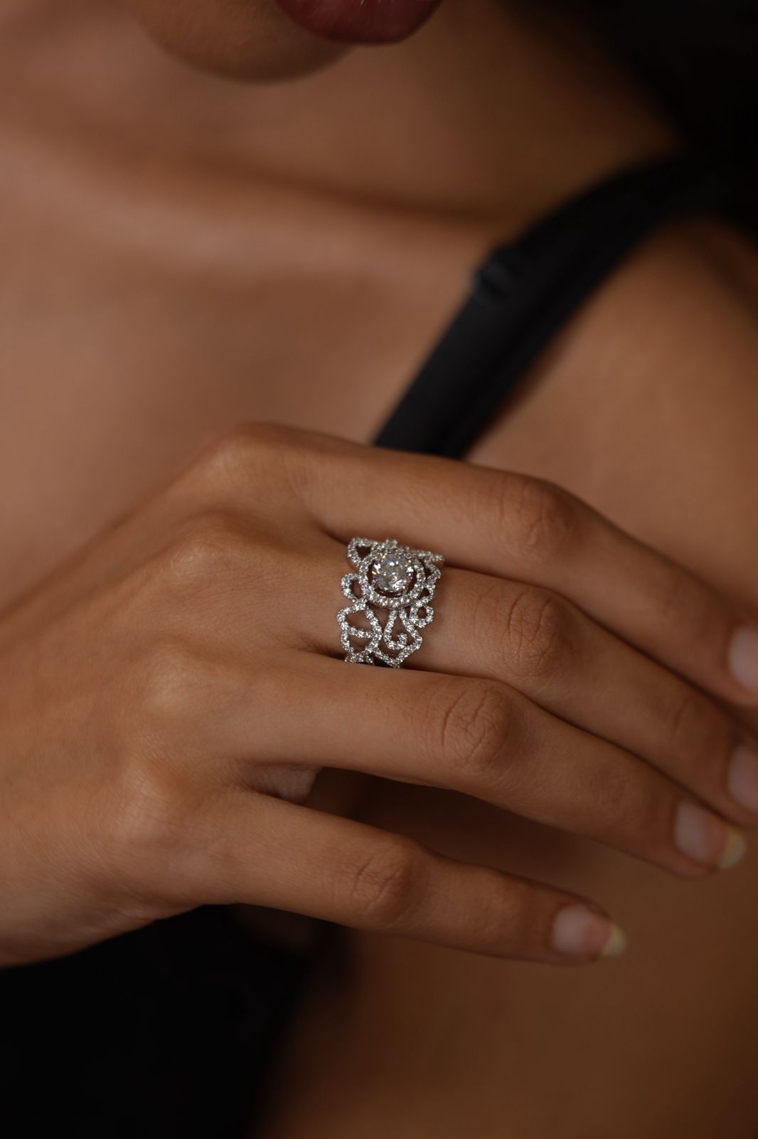 Betty 1 Carat Diamond Solitaire with Designer Band Ring