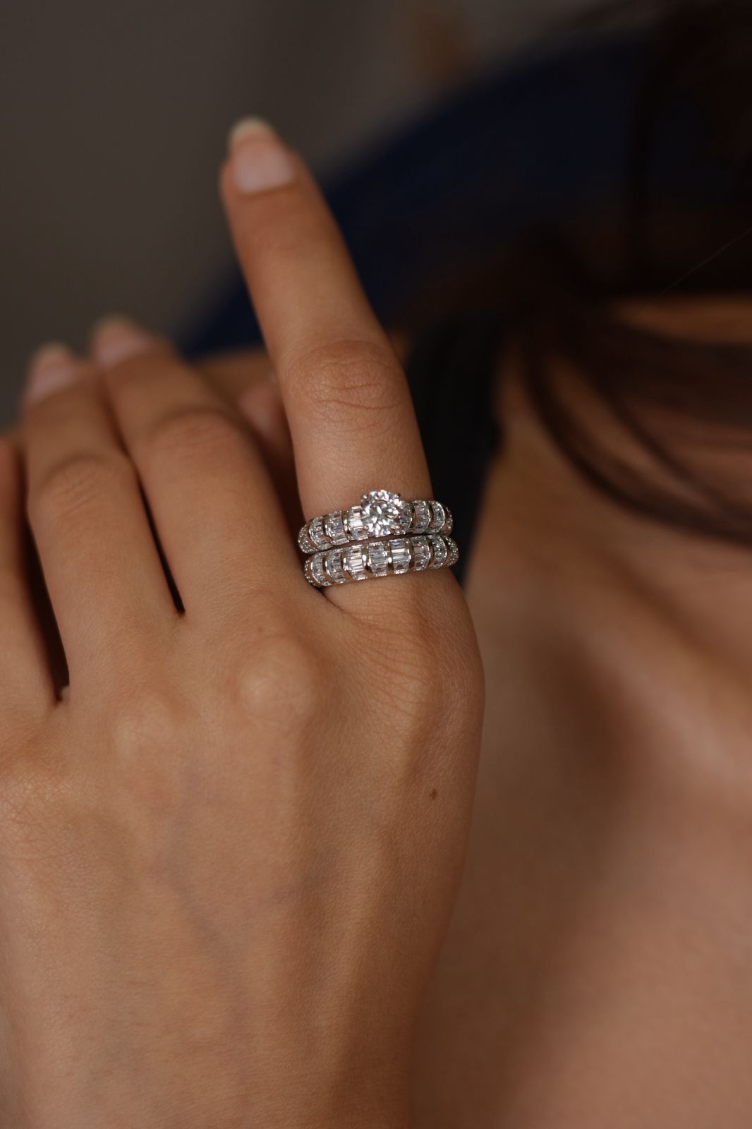 Belezza Baguette 90 Cent Solitaire Ring with Band | Daily Wear(SILVER)