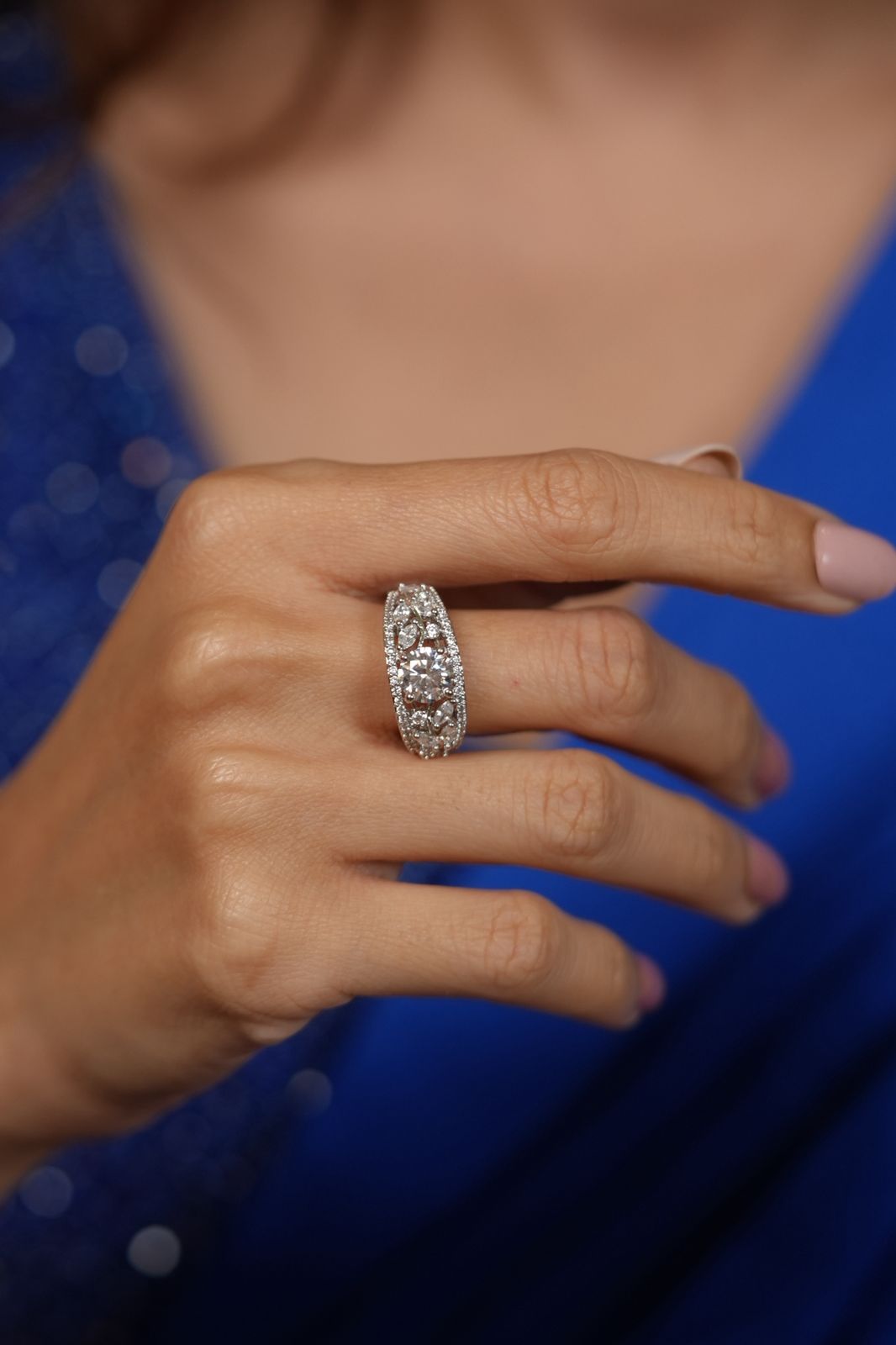 Vintage Round 1.25 Carat Ring with Floral Band Detail